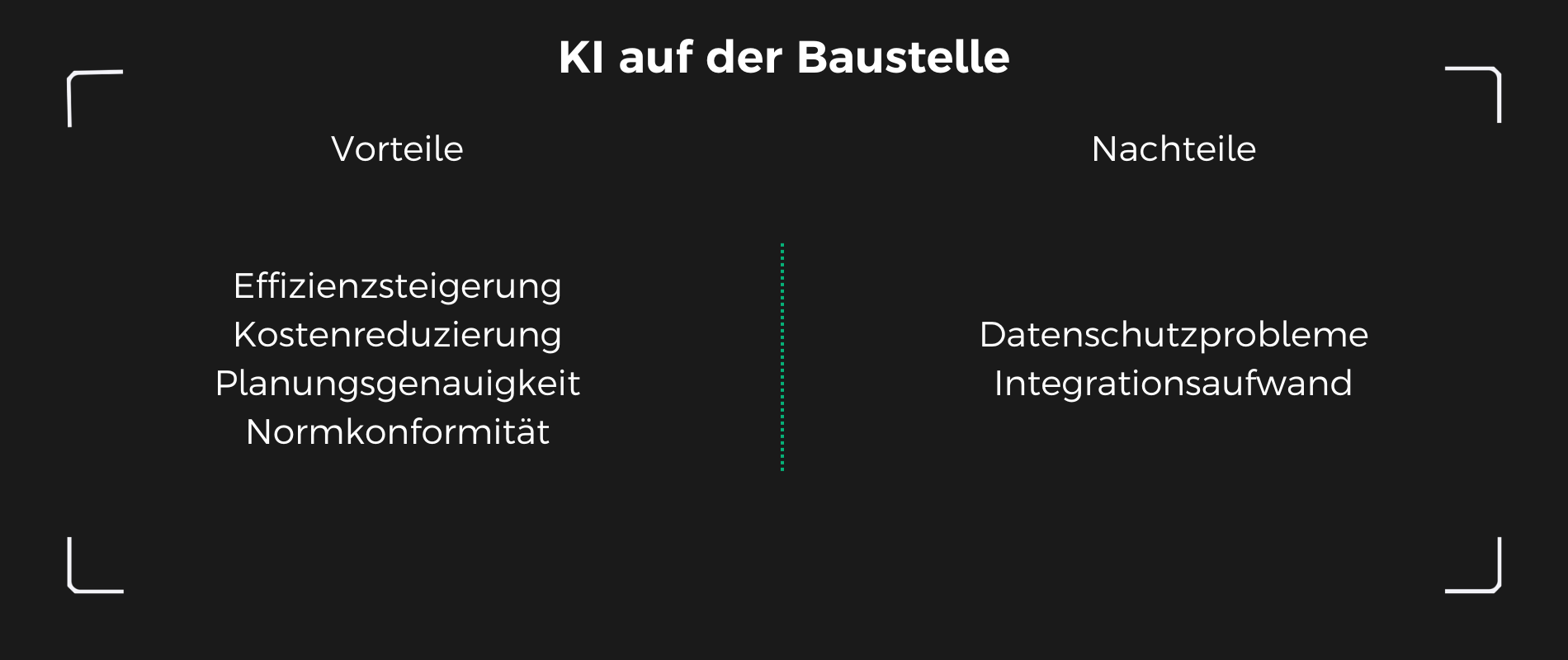 Vergleich Vorteile Nachteile von KI auf der Baustelle